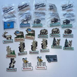 Vintage Lot Of 21 80s & 90s Refrigerator Magnets All State Of Montana